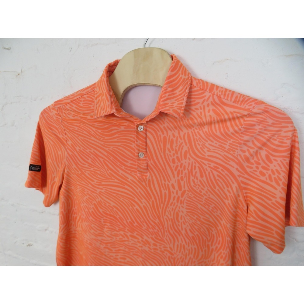 Sunday Swagger Polo Shirt Mens Large Orange Geometric Golf Performance Stretch